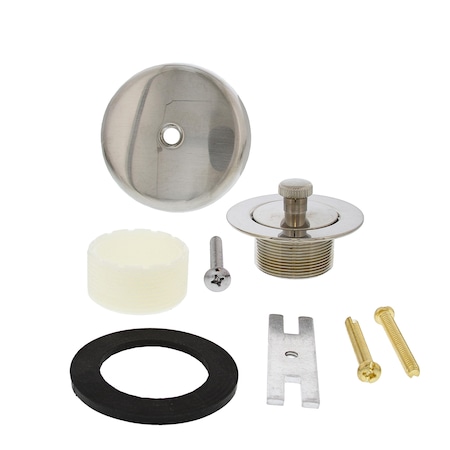 Jones Stephens Brushed Nickel One-Hole Lift and Turn Tub Drain Trim Kit, Includes Two-Hole Conversion Bar B51033
